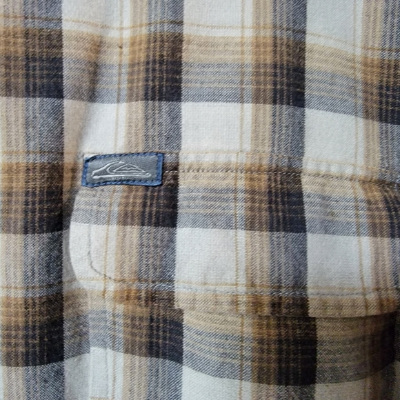 QUICKSILVER Salt Water Denim Long Sleeve Plaid button down Flannel Large - Picture 3 of 11